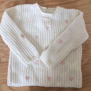 Knit sweater with hearts
